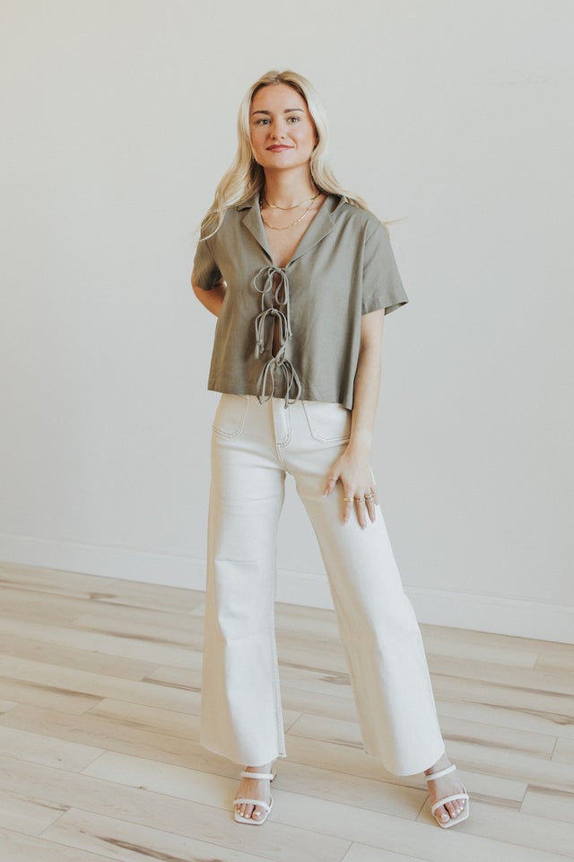 トップス YILON Lace gather tops GRAY Tops | Grace + Gather