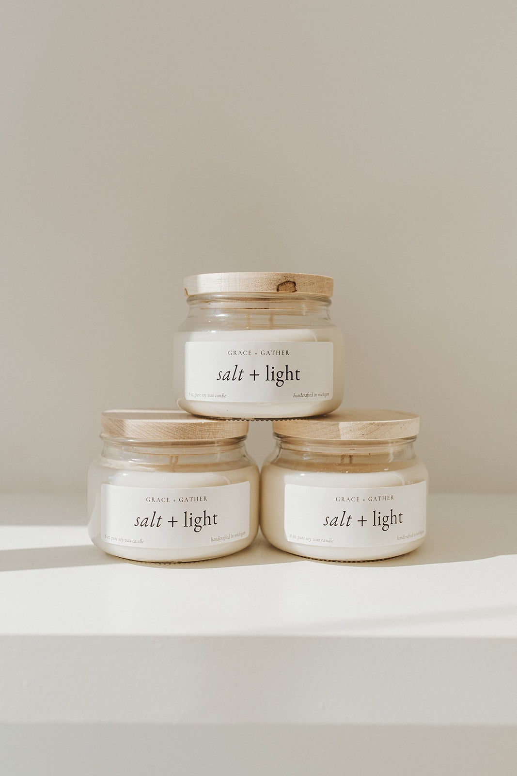 Salt and light candles top
